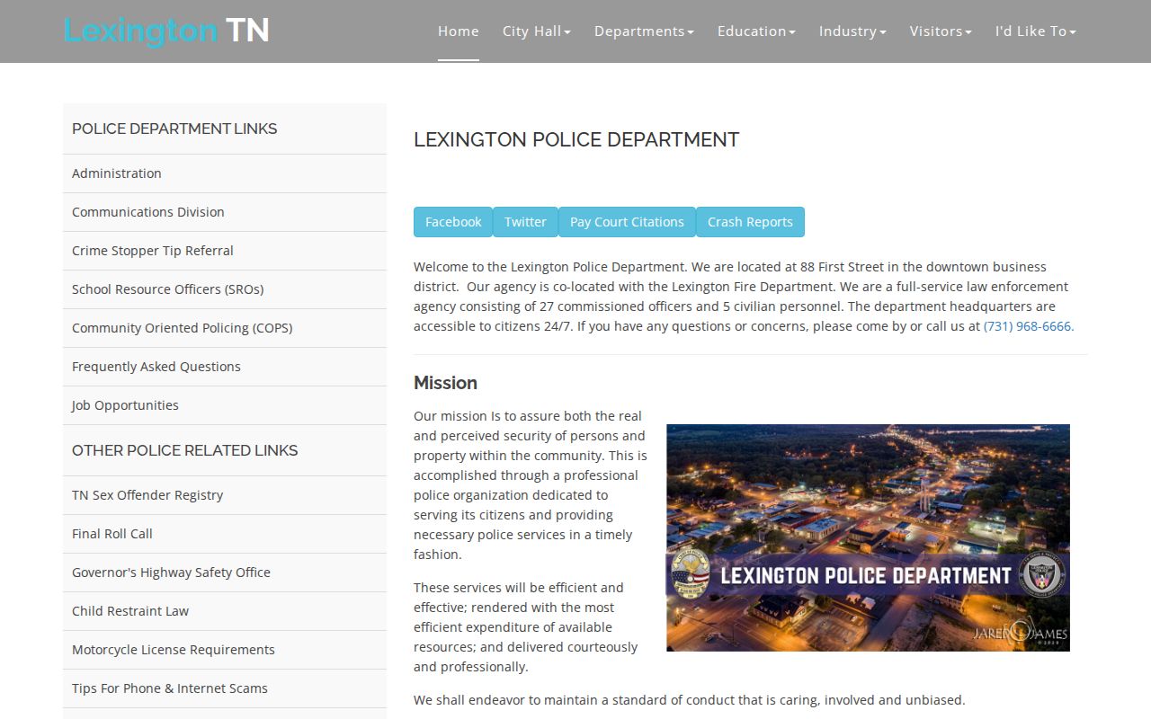 Lexington Police Department channel for Henderson County arrest records