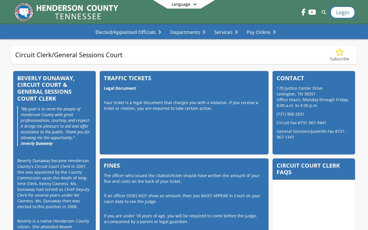 Henderson County criminal court case clerk contact and office hours