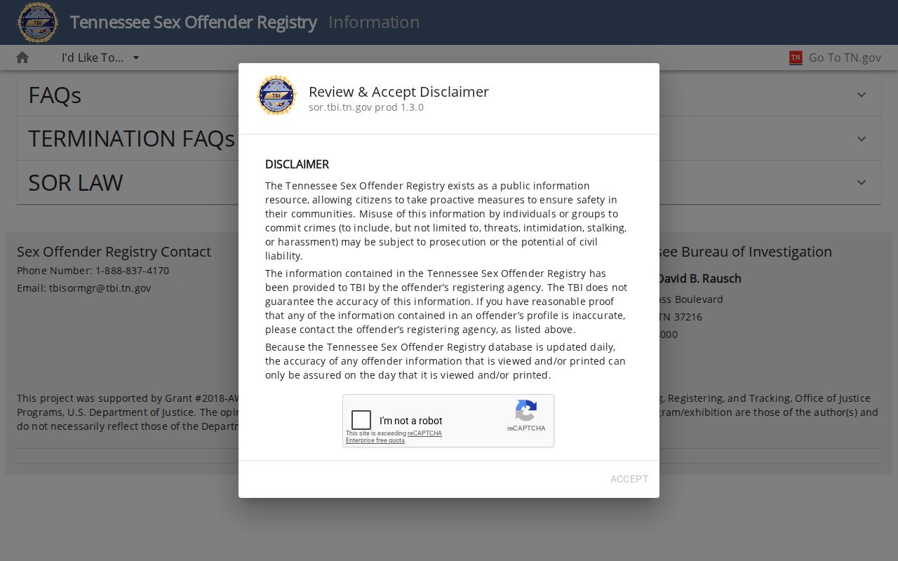 Tennessee reporting schedule for Henderson County sex offender records